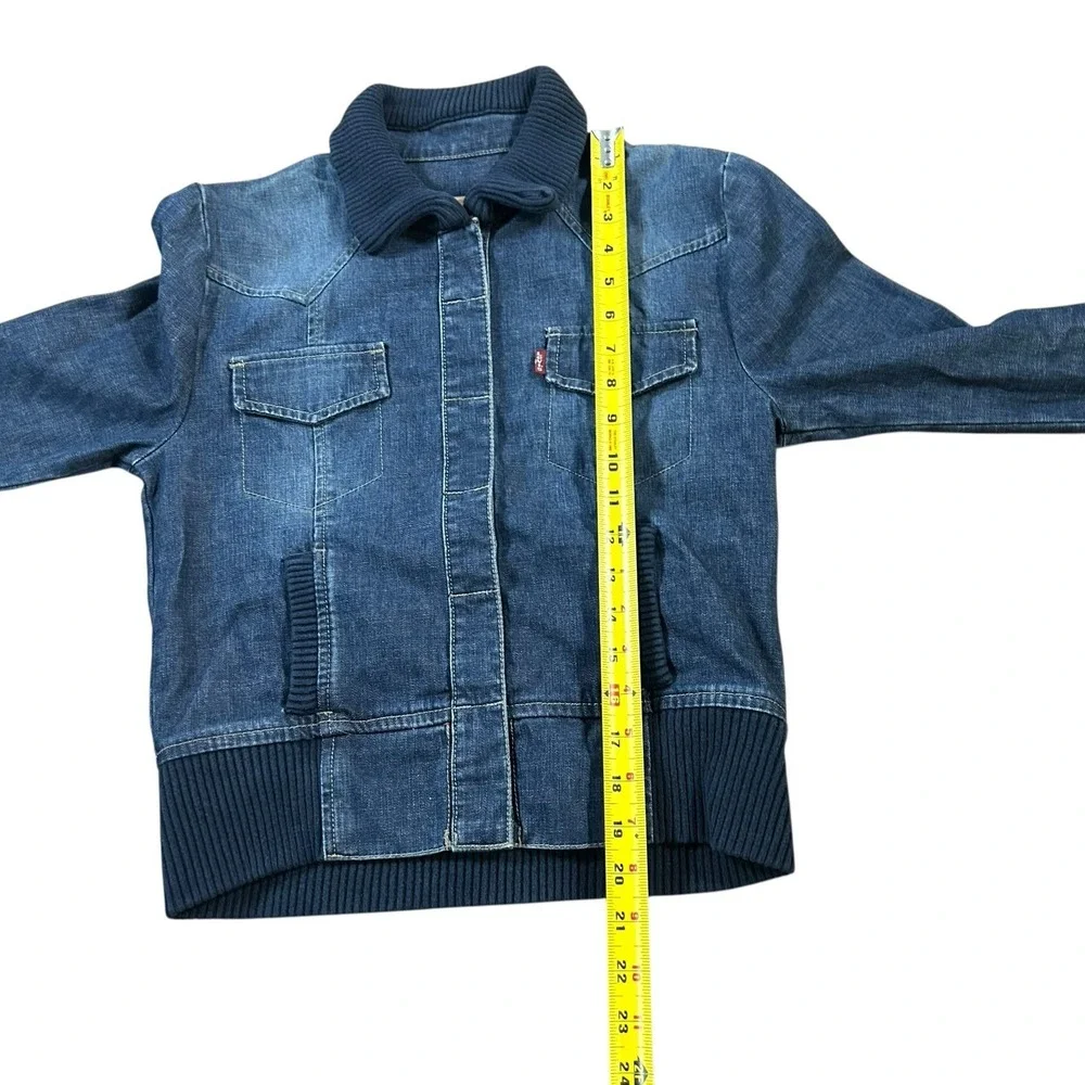 Vintage Levi's Jacket Girls Misses S‎ Blue Denim Trucker Snap Up Y2K